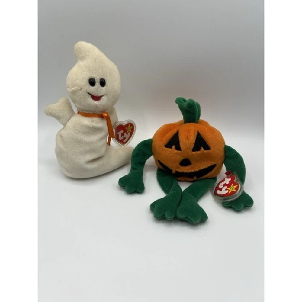 Ty Beanie Baby: Pumkin' the Pumpkin And‎ Spooky The Ghost Plush